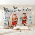 thumbnail image 3 of Surfboard Santa Christmas Outdoor Pillow Covers 20"x20" Set of 2,Waterproof Throw Pillow Covers for Patio Furniture,Coastal Nautical Beach Shell Decorative Cushion Pillowcases for Garden Couch Sofa, 3 of 9