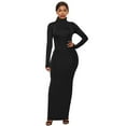 thumbnail image 1 of EIMELI Plus Size Party Solid Color Women Long Sleeve Turtleneck Bodycon Maxi Dress, 1 of 8