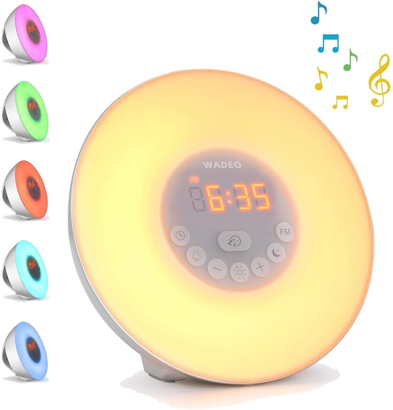 Wadeo Wake Up Light Alarm Clock With Colored Sunrise Simulation Bedside Lamp 6 Natural Sounds Fm Radio Led 7 Colours Walmart Canada
