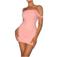 thumbnail image 2 of Drppepioner Robes Femmes Été Femmes Sexy Robe de Soirée Plissée avec Enveloppe de Hanche Rose 4(S), 2 of 7