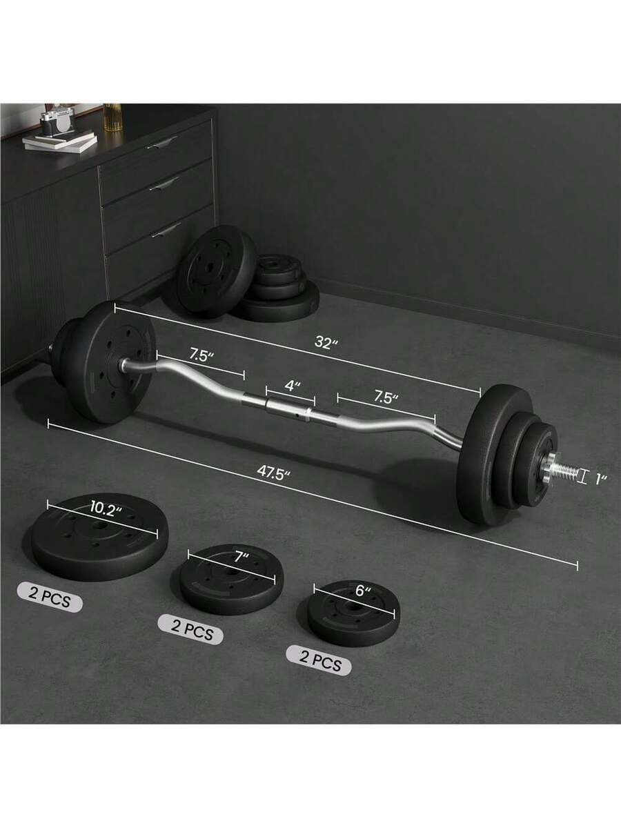 XX 44lb Detachable Barbell Weight Set With Plates And Star Locks Weight Lifting Bars Set For Strength Training