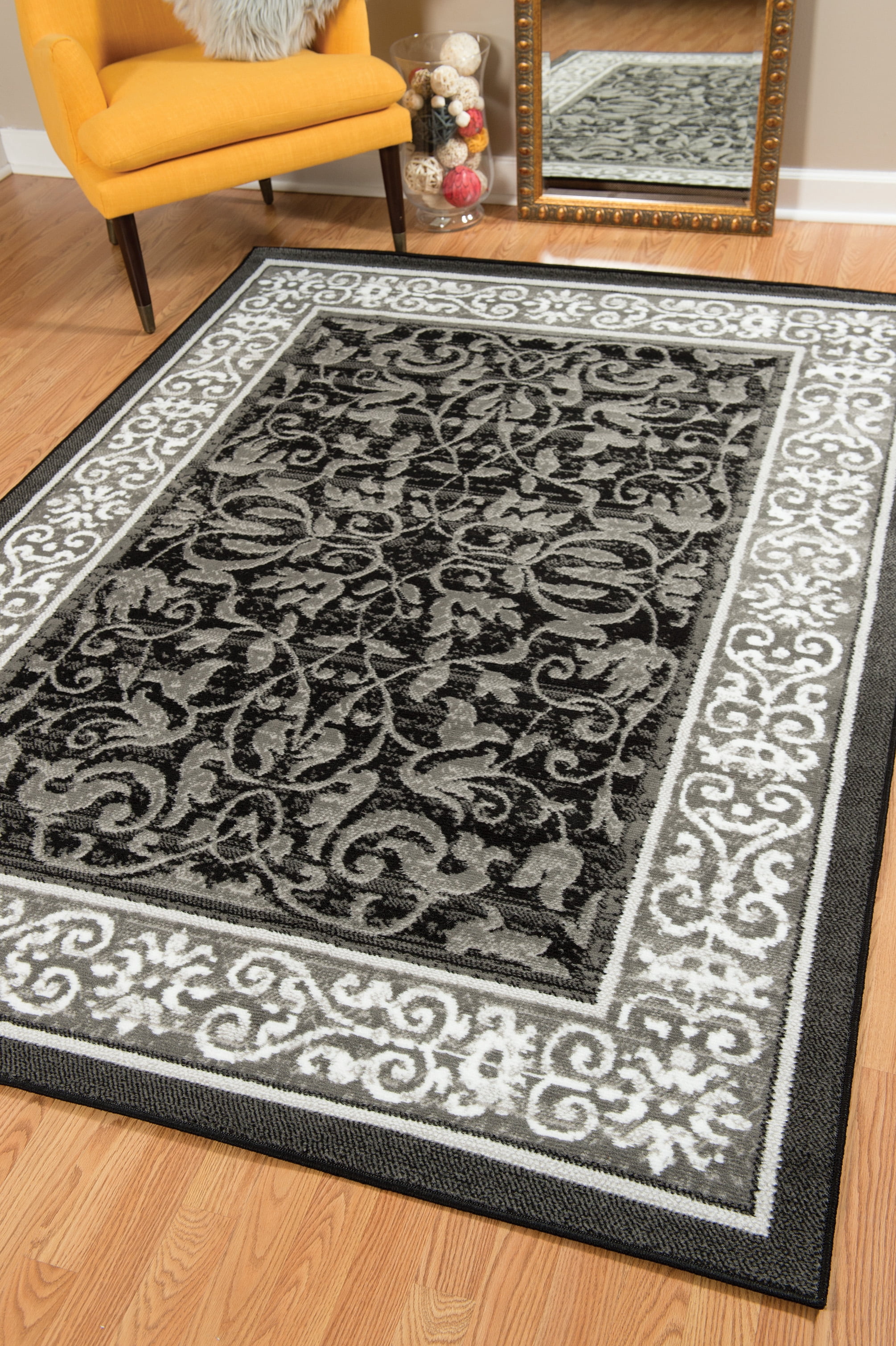 United Weavers Plaza Genevieve Runner Rug, Bordered Pattern, Grey, 2'3 X 7'2"