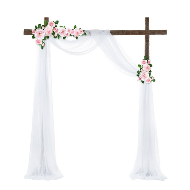 Guardoinrt 2pack/lot Artistic Style Arch Drape Fine Stitching Polyester For Wedding Decor Lint-free Reusable White