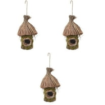 Hemoton 3 pcs  Birdcage Ornament Bird Nest Hibiscus Adornment Straw Bird House Decor
