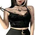 thumbnail image 1 of Camisole Courte à Bretelles Spaghetti avec Dentelle Noire pour Femmes, 1 of 6