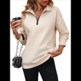 thumbnail image 1 of Sudaderas de Gran Tamaño para Mujer, Suéteres de Otoño, Sudaderas con Capucha de Moda, Jersey con Media Cremallera, Camisas de Larga, Ropa Albaricoque M, 1 of 10