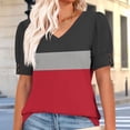 thumbnail image 6 of Turilly Women's Puff Sleeve Color Block Top Fashion Ladies V-Neck Button Detail Summer T-Shirt, 6 of 6