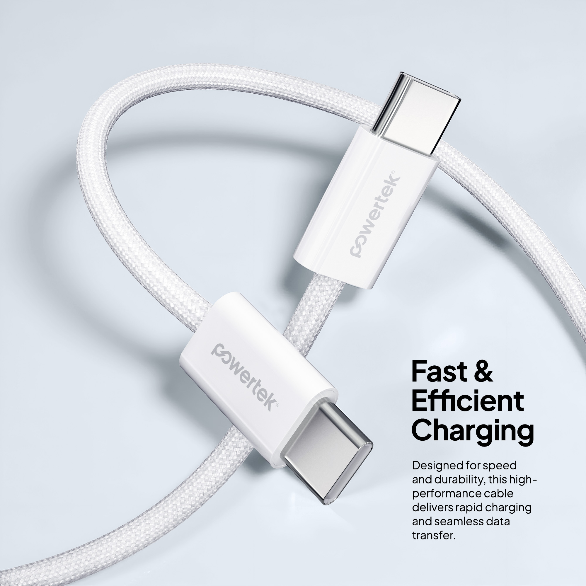 Liquipel Powertek Pastel Braided USB-C to USB-C - White