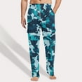 thumbnail image 2 of dGslk Mens Loose Fit Camouflage Print Lounge Pants Comfortable Drawstring Waist Pajama Trousers for Home and Casual Wear Turquoise M, 2 of 2