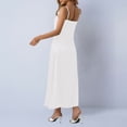 thumbnail image 3 of RXMEKW Robe Maxi en Satin pour Femmes avec Col Bénitier et Bretelles Spaghetti, Robe de Soirée Ajustée Unie pour Invitée de Mariage et Cocktail, 3 of 7