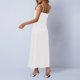 thumbnail image 3 of Maxi Vestido Formal para las Mujeres Satín Cuello de Vaca Correa de Espagueti Color Sólido Elegante Vestido Ajustado, Vestido de Noche de Poliéster Suave, 3 of 7
