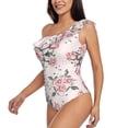 thumbnail image 5 of Daiia Rose Flowers Women's One Piece Swimsuits Personalized One Shoulder Swimwear Asymmetric Ruffle Bathing Suits-Large, 5 of 8