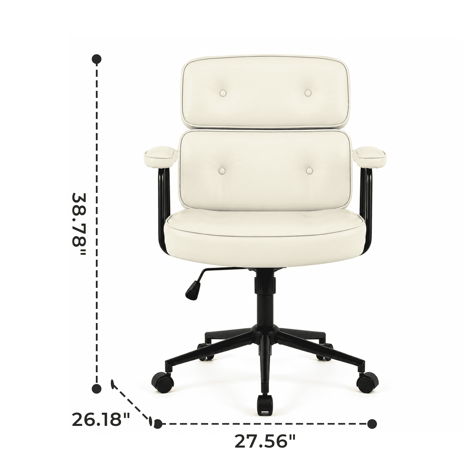 Alvantor Ergonomic Office Chair, PU Leather Computer Chair Lumbar Support, Adjustable Height, Rolling Swivel, Executive Task, Padded Armrests for Vanity, Study