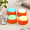 Multicolor Pumpkin-4, variant on Red Unbreakable Plexiglass LED Pillar Candles with String Lights and Remote, Set of 3