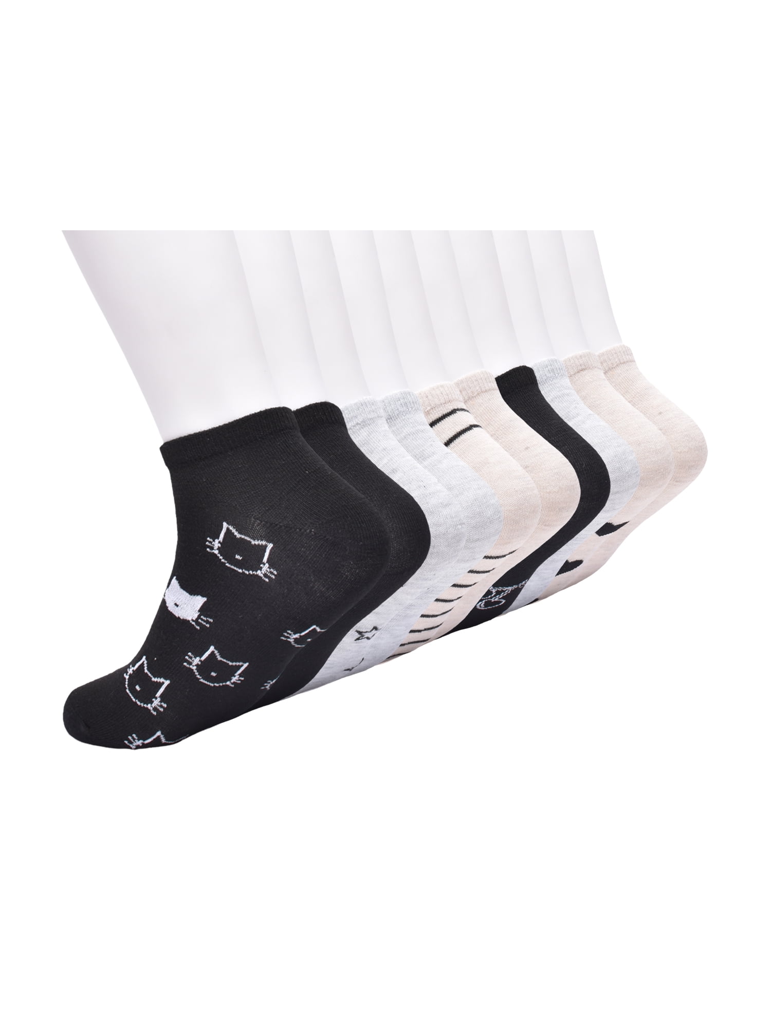 No Boundaries Women’s Low Cut Socks, 10 Pack, Shoe Sizes 4-10