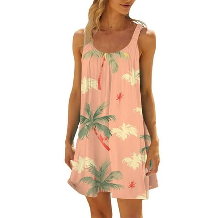 JAKANYQ Womens Dress Beach Bikini B Beachwear Coverups Casual Vacation Swing Flowy Chic Bohemian Short Summer Halter Dresses Ladies Soft Dailywear