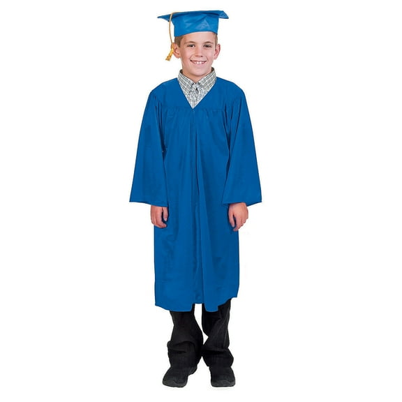 Fun Express Kids Blue Elementary School Graduation Mortarboard Hat & Gown Set - 2 Pieces