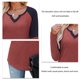thumbnail image 5 of Camisa de Mujer Cuello en V Contraste Color Manga Larga Top Camiseta Interior Poliéster para Otoño Invierno Rojo XXL, 5 of 6