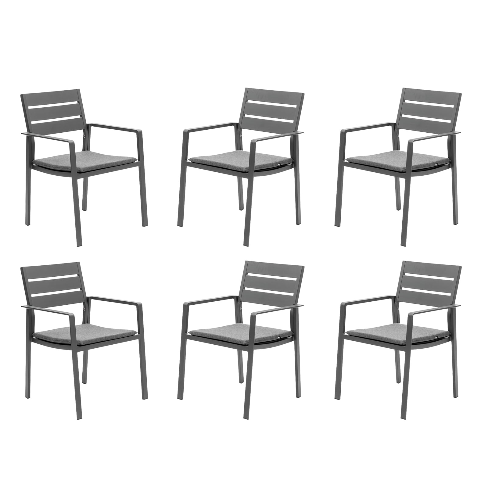 Patio Dining Chairs Set of 6 Stackable Dining Chair Aluminum Outdoor