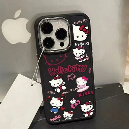 Sanrio Hello Kitty Cute Phone Cases For iPhone 15 14 13 12 11 Pro Max XR XS 7 8 Plus Anti Drop Back Cover Lovely Liquid Metal