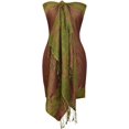 thumbnail image 4 of Peach Couture Châle Jacquard Réversible Ravissant pour Femmes Pashmina (Vert Armée/rouille), 4 of 4