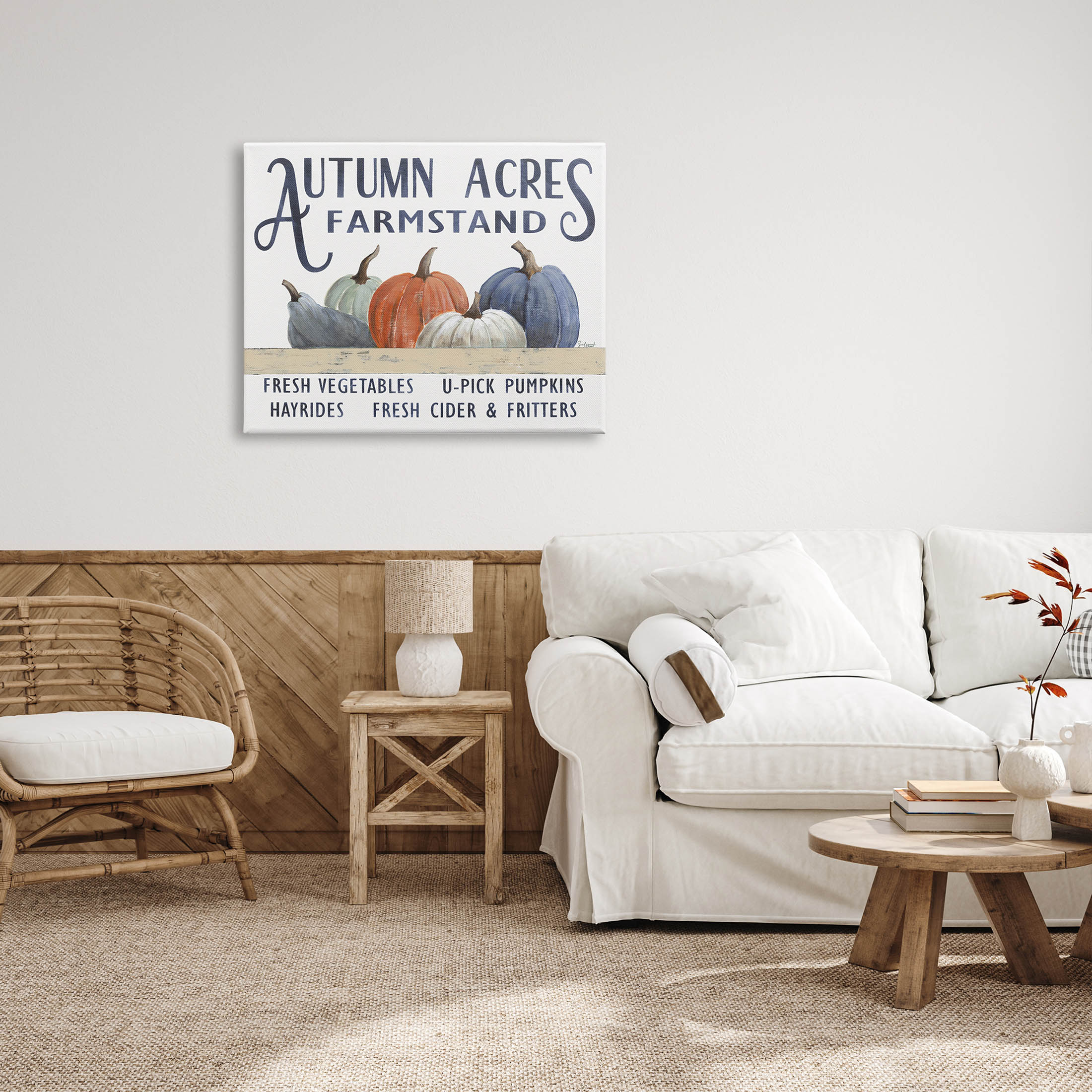 Autumn Acres Farmstand Fall Signage Holiday Graphic Art Gallery Wrapped Canvas Print Wall Art