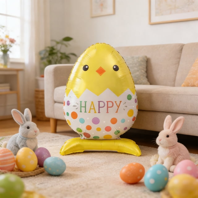 Fwttom Easter Decorations Easter-themed Balloons Festive Decorative Balloons Cute Rooster And 3 D Egg-shaped Balloons Perfects For Spring Holiday Parties