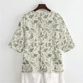 thumbnail image 5 of Xoenoiee Green Ferns Leaves Print Women's Vintage Linen Tops 3/4 Sleeve Boho Summer Graphic Tees Tunic Shirts Casual Loose Button Blouses, Size S, 5 of 7