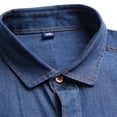thumbnail image 7 of cfhntfmh Mens Denim Shirts Button down Long Sleeve Jean Shirts Stretch Casual Collared Work Shirts with Pocket(Dark Blue, Large), 7 of 7