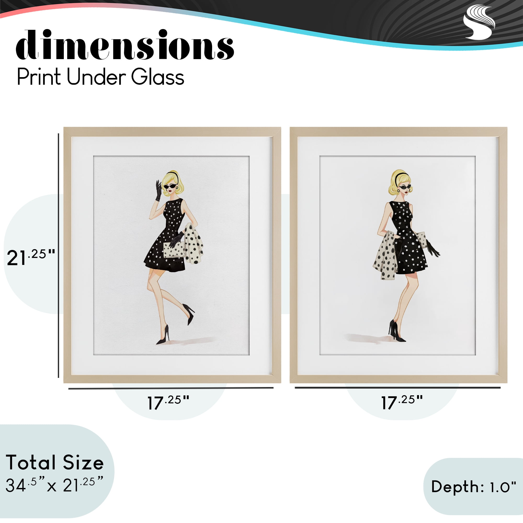 Stupell Industries Retro Glam Female 2 Piece Birch Framed Print Under Glass Set, design by Ziwei Li