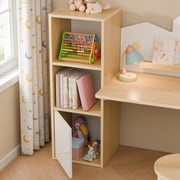 Guqiart Kids Desk and Chair Set with 5 Storage Cabinets, 71 Wooden Study Drawing Table with Bookshelves