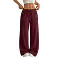 thumbnail image 3 of Zedker Women 100% Cotton Pants Wide Leg Casual Palazzo Pants Flowy Beach Summer Trousers Pants with Pockets Wine S, 3 of 10