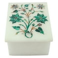 thumbnail image 2 of Decorative White Marble Jewelry Storage Box Malachite Stone Art, 2 of 3