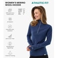thumbnail image 3 of 𝗕𝗥𝗘𝗔𝗧𝗛𝗔𝗕𝗟𝗘 Merino.tech Women’s Merino Wool Half Zip Hoodie - Thermal Base Layer Top, Long Sleeve Shirt with Included Hiking Socks, 3 of 9