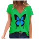 thumbnail image 2 of Pntutb - Camiseta de manga corta con estampado de mariposa y cuello en V para mujer Pntutb Pntutb-1222, 2 of 3