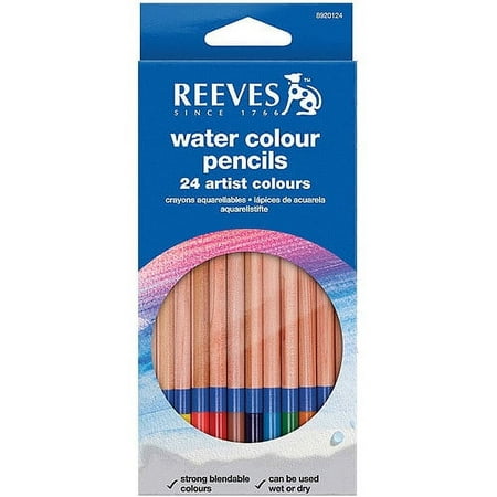 Reeves Non-Toxic Premium Quality Pre-Sharpened Watercolor Pencil, 3.8 mm Thick Tip, Assorted Color, Pack of 24