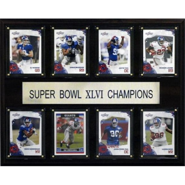 C & I Collectables 1215SB46NYG8C NFL 12 X 15 New York Géants Super Bol XLVI 8 Carte Champions Plaque