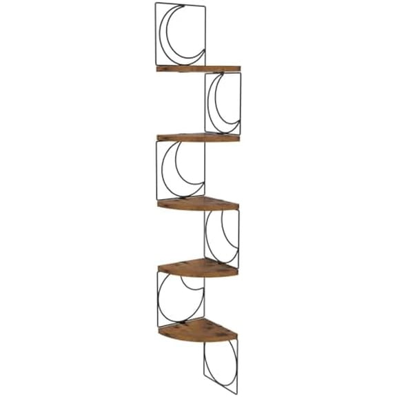 5 Tier Moon Phase Corner Shelves Brown Black, Rustic Storage Shelves for Bedroom Kitchen Bathroom Living Room$$Home Decor, Kitchen, & Other