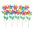 thumbnail image 1 of 10pcs Wooden Stick Pinwheels,windmill Pinwheels Diy Pinwheels Set For Kids Toy Garden Lawn Decor, 1 of 5
