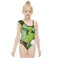 thumbnail image 3 of Green Invader Zim Gir One-Piece Swimsuit for Girls Adjustable One Shoulder Ruffled Swimwear Summer Beach Kids Bathing Suits Sizes 6-12Y, 3 of 7
