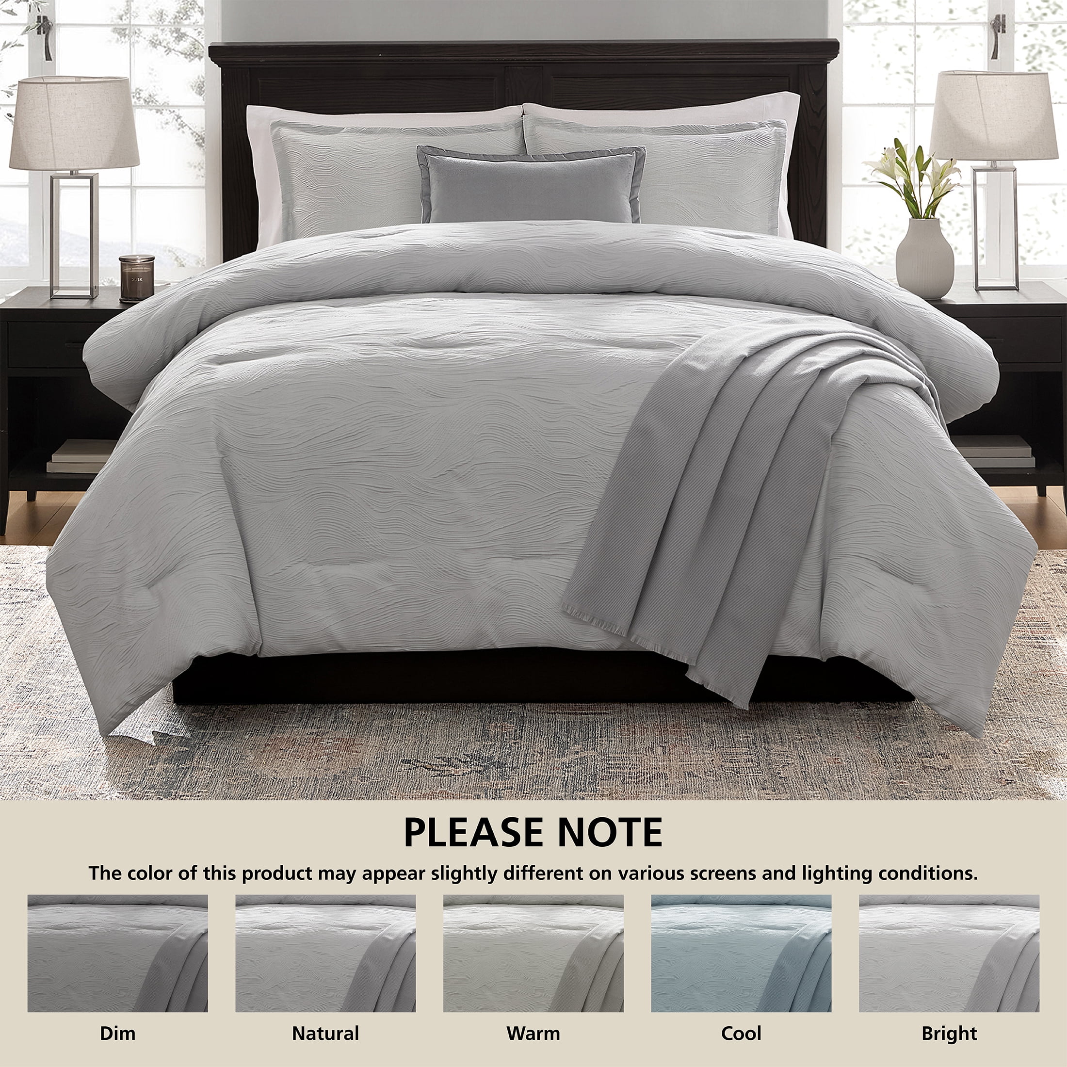 Mainstays Marble 5-Piece Grey Jacquard Comforter Set, King