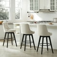 thumbnail image 3 of CHITA 30 inch Swivel Upholstered Counter Height Bar Stools with Tufted Back Set of 2, Fabric in Linen, 3 of 12