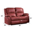 thumbnail image 2 of Red Faux Leather Motion Loveseat Recliner Sofa with Wall-Hugger Design, 2 of 5