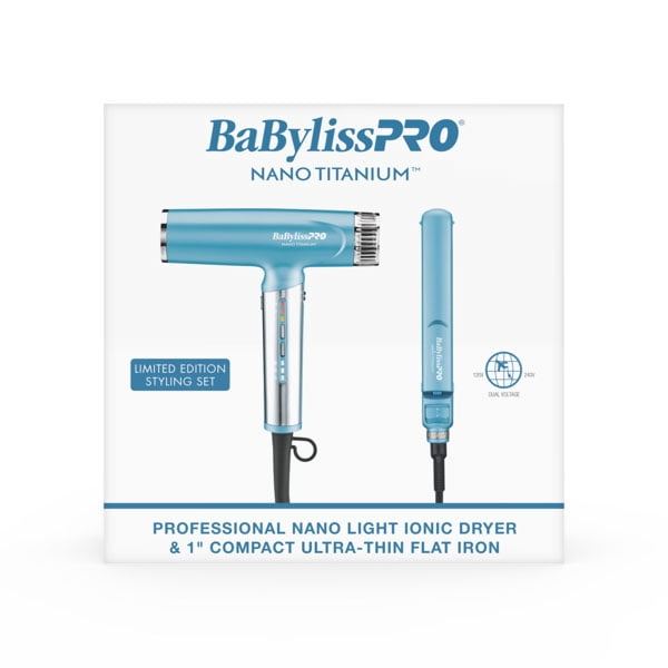 BaBylissPRO® Nano Titanium™ Limited Edition Professional Nano Light Dryer & 1" Compact Ultra-Thin Flat Iron Prepack
