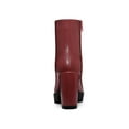 thumbnail image 3 of BLISSFUL STEP Women's Platform Zip Ankle Chunky Heel Boots Burgundy 7, 3 of 8