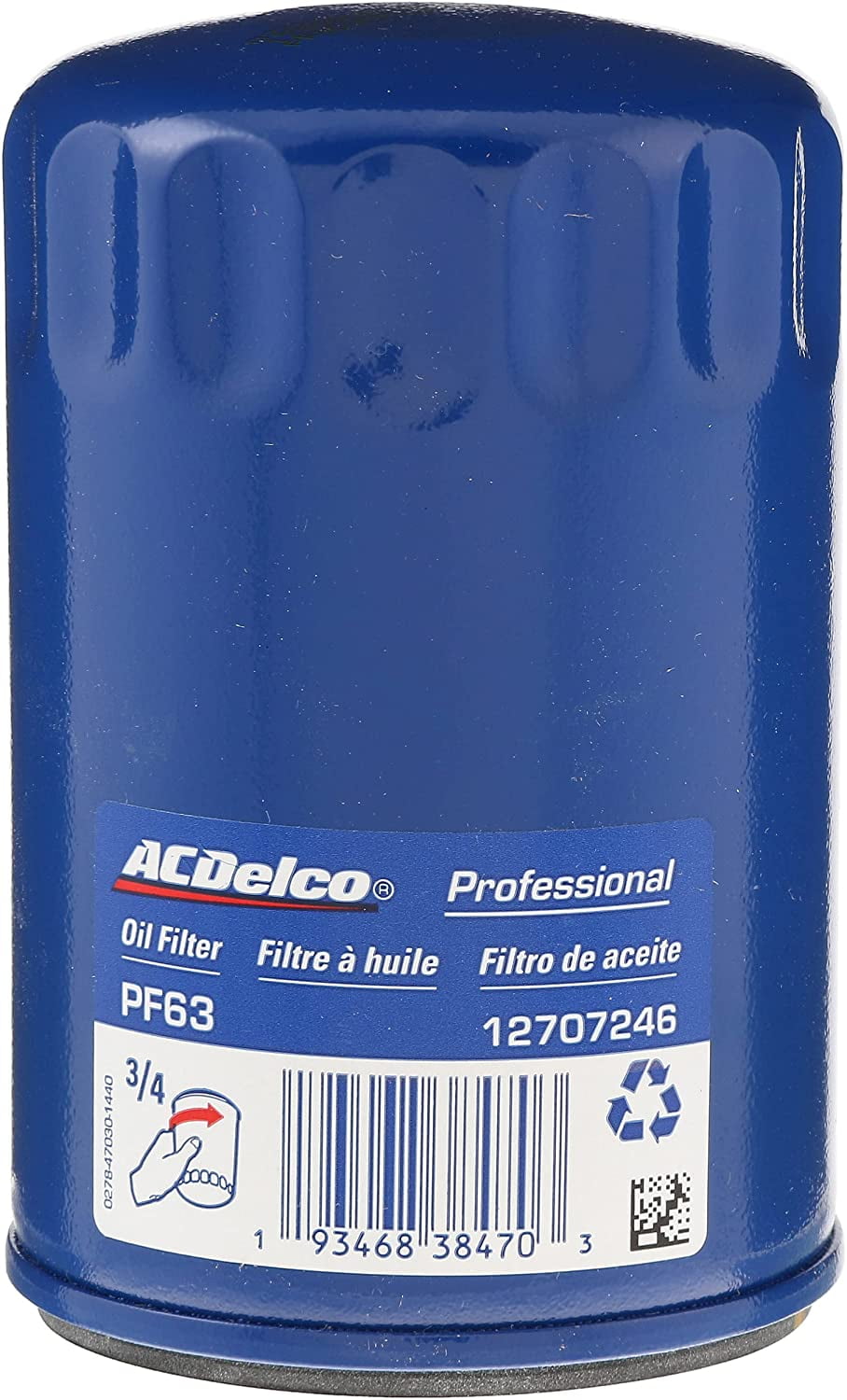 (6 pack) ACDelco Original Equipment PF63 Professional Engine Oil Filter 4.78" Height 3.16" Width 3.16" Length