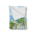 thumbnail image 2 of Graphic Beach Soft Flannel Fleece Blanket, Summer Coast in the Wind with Palm Trees Cloudy Sky and Flying Seagull Image, Cozy Plush for Indoor and Outdoor Use, 60" x 80", Multicolor, by Ambesonne, 2 of 5
