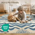 thumbnail image 4 of ODIKA 9'x12' Washable Area Rug Wave Motifs Marine Seashell Coral Reef Nautical Starfish Striped Playful for Great Room, Indoor Concept, Large Living Low Pile, Flatwoven, 4 of 7