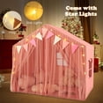 thumbnail image 3 of OLAKIDS Kids Play Tent, Large Size Playhouse with Washable Cotton Mat Star Light Windows Plaid Pennants, 57.5” x 38” x 52.5”, Indoor Outdoor Princess Tents Castle for Toddlers Age 3+ Years Old, 3 of 8