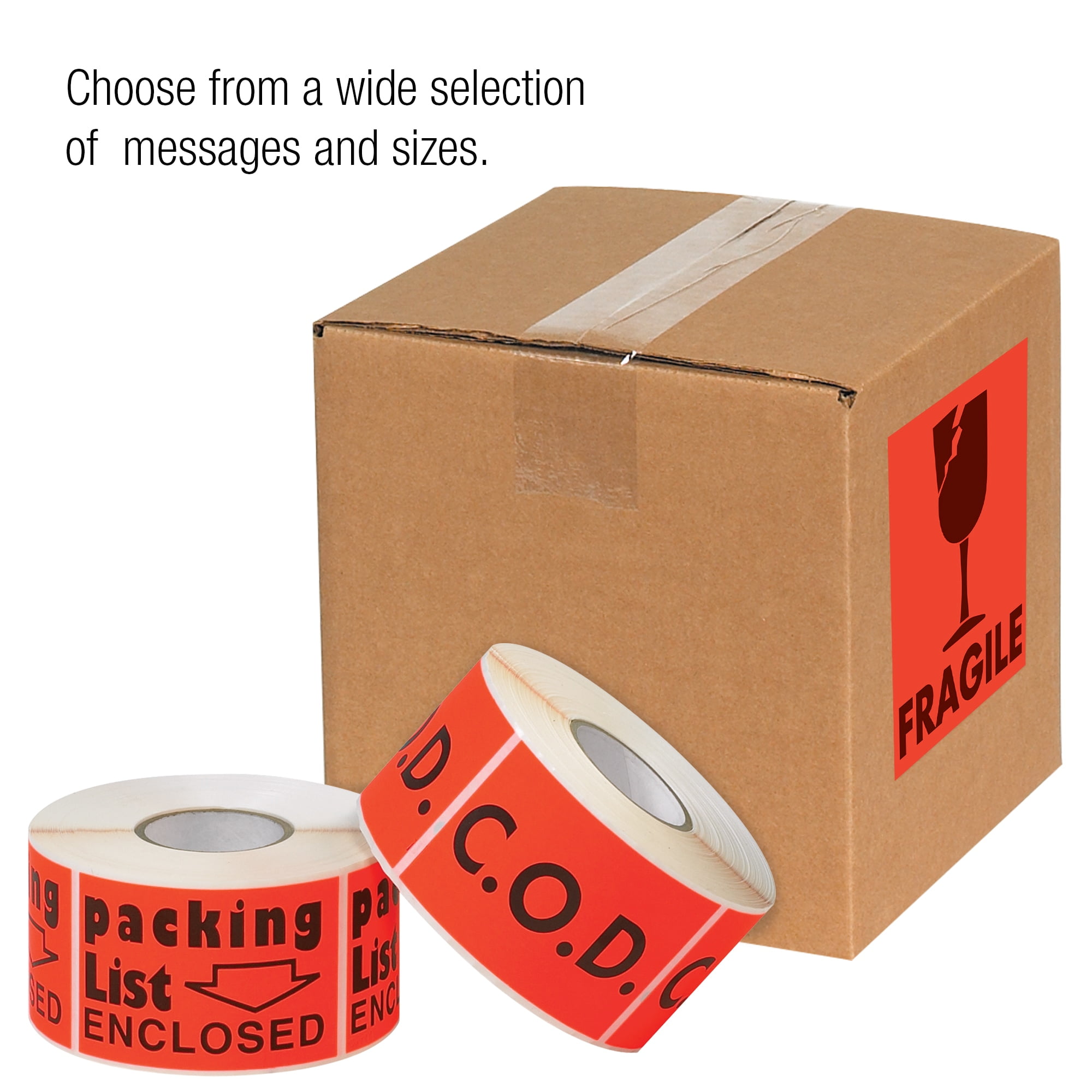 Tape Logic® Preprinted Shipping Labels, DL1079, Delicate Instruments, Rectangle, 2" x 3", Fluorescent Red, Roll Of 500
